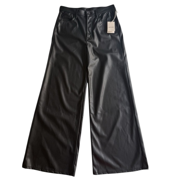 Mother The Undercover Faux Leather Wide Leg Pants Wax On Wax Off Sz 30 Classic - Picture 2 of 13